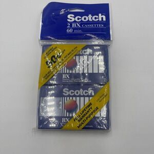 Scotch BX 2 Cassettes 60 min Audio Tape Normal Bias‎ Sealed Vintage